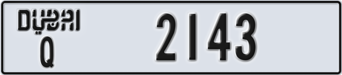 dubai License Plate Number 2143 Code Q