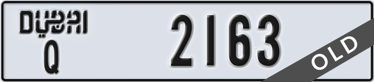 dubai License Plate Number 2163 Code Q