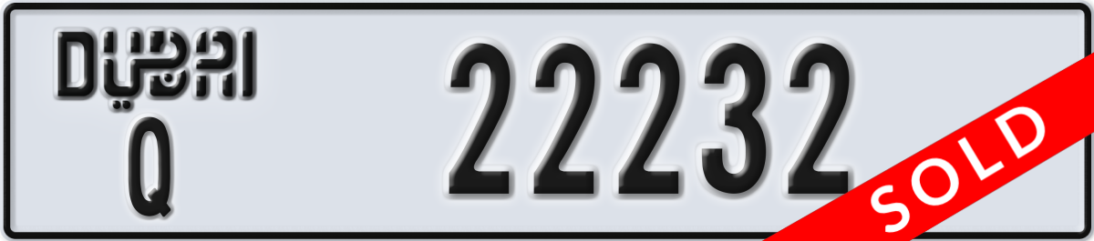 dubai License Plate Number 22232 Code Q
