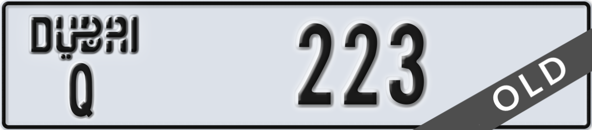 dubai License Plate Number 223 Code Q