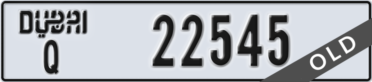 dubai License Plate Number 22545 Code Q