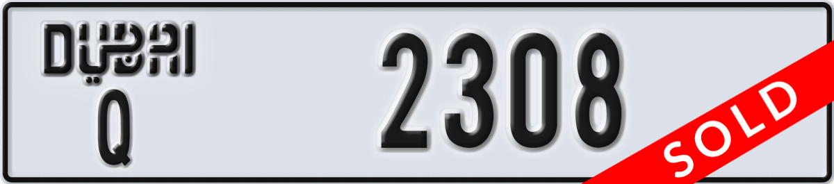 dubai License Plate Number 2308 Code Q