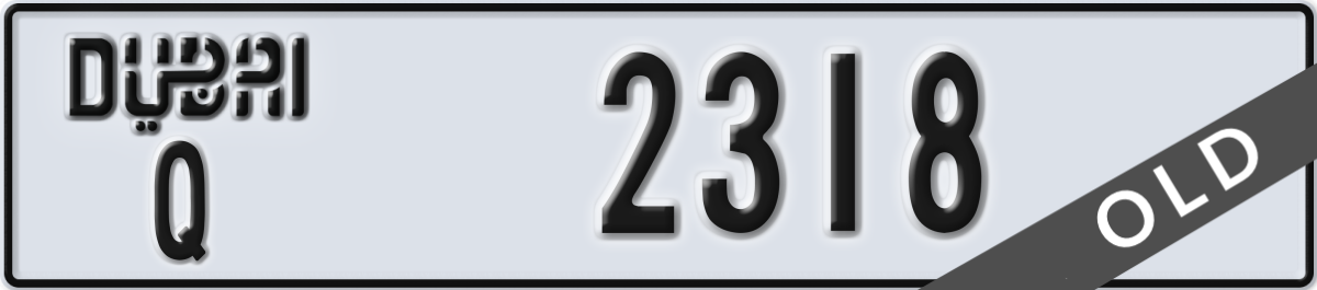 dubai License Plate Number 2318 Code Q