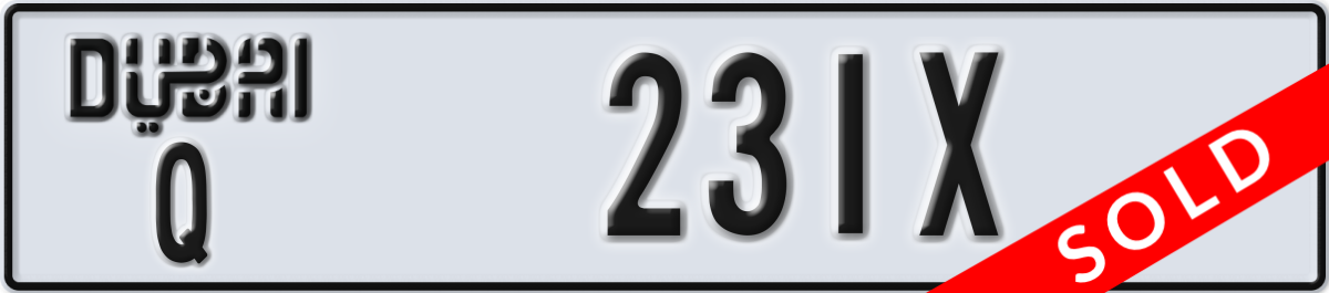 dubai License Plate Number 231X Code Q