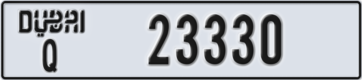 dubai License Plate Number 23330 Code Q