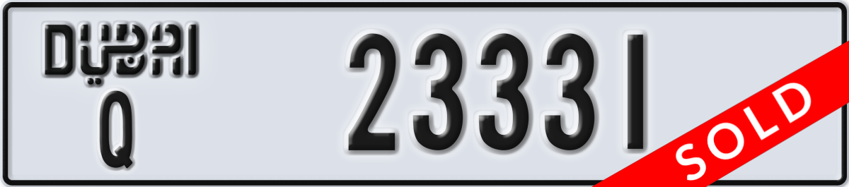 dubai License Plate Number 23331 Code Q