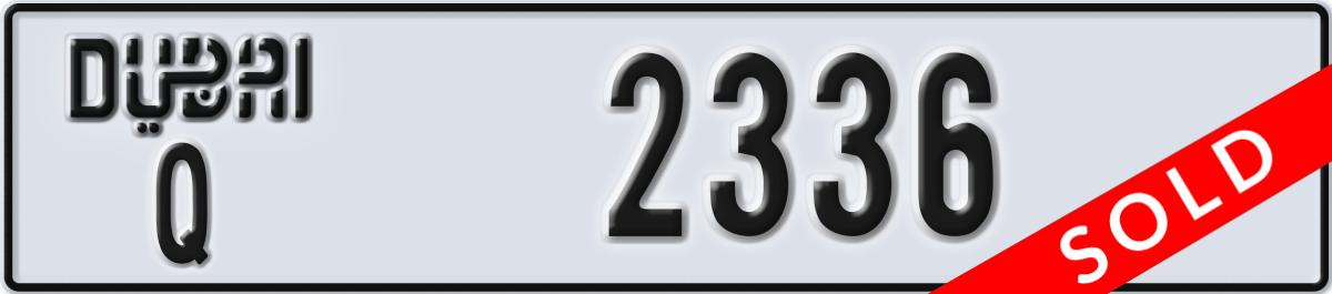 dubai License Plate Number 2336 Code Q