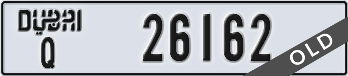 dubai License Plate Number 26162 Code Q