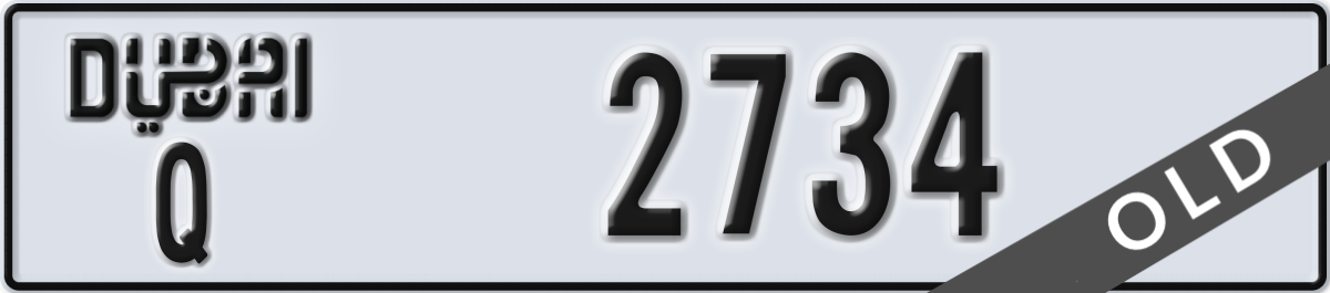 dubai License Plate Number 2734 Code Q