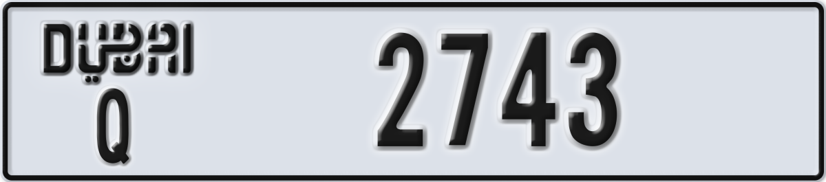 dubai License Plate Number 2743 Code Q