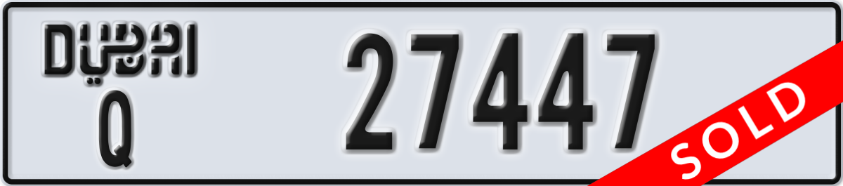 dubai License Plate Number 27447 Code Q