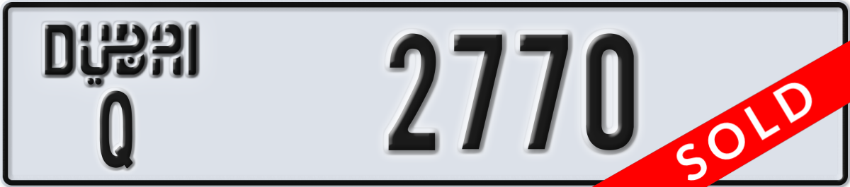 dubai License Plate Number 2770 Code Q