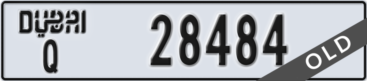 dubai License Plate Number 28484 Code Q