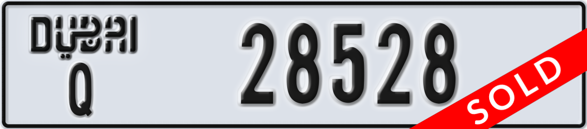dubai License Plate Number 28528 Code Q