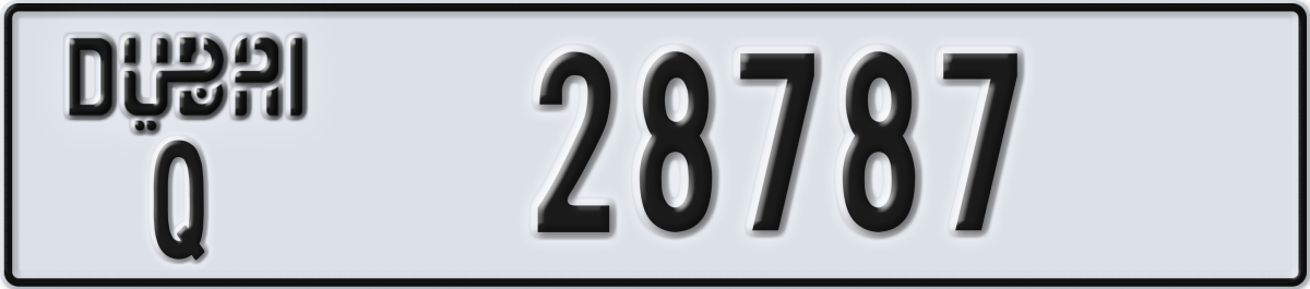 dubai License Plate Number 28787 Code Q