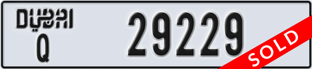 dubai License Plate Number 29229 Code Q