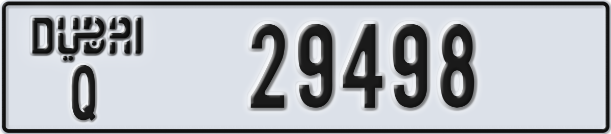 dubai License Plate Number 29498 Code Q