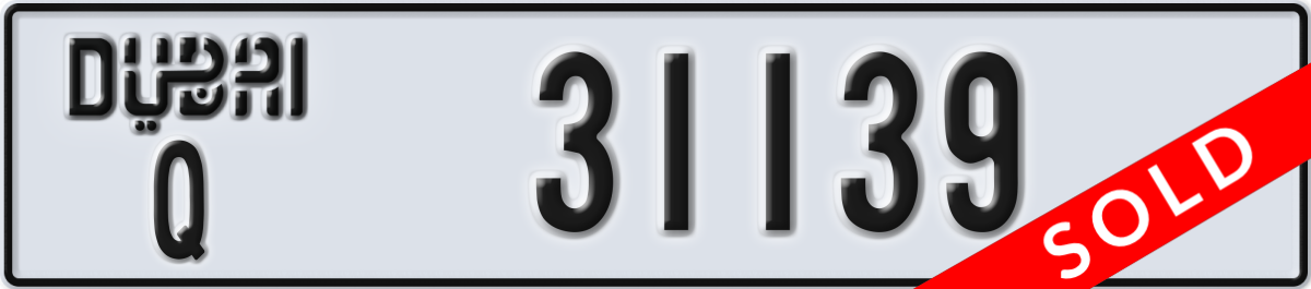 dubai License Plate Number 31139 Code Q