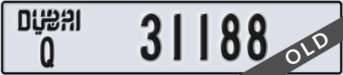 dubai License Plate Number 31188 Code Q