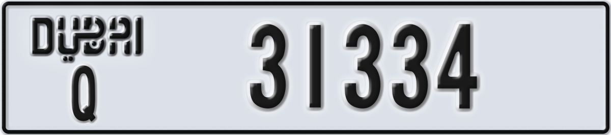 dubai License Plate Number 31334 Code Q