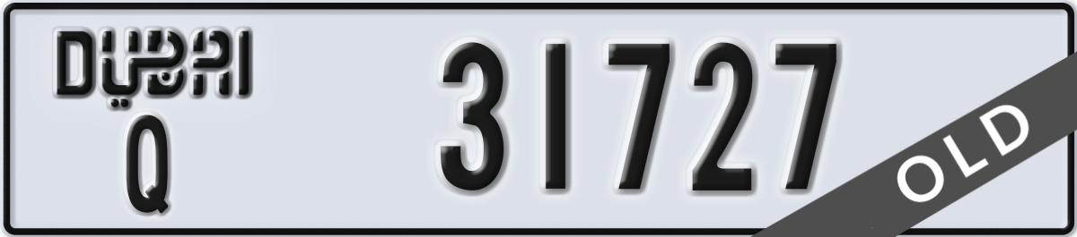dubai License Plate Number 31727 Code Q