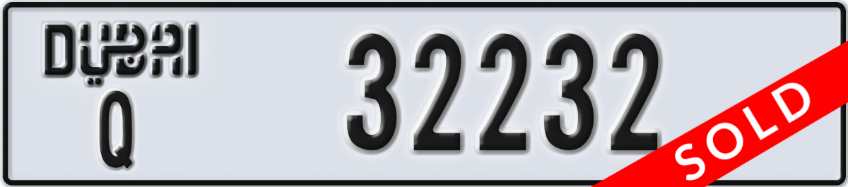 dubai License Plate Number 32232 Code Q