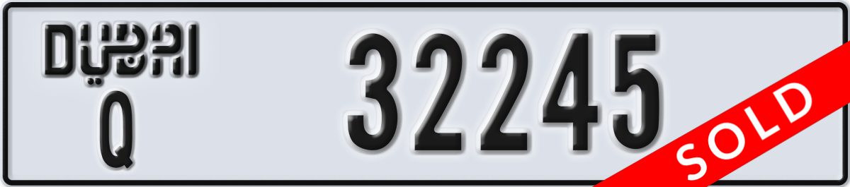 dubai License Plate Number 32245 Code Q