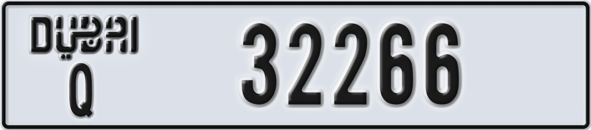 dubai License Plate Number 32266 Code Q