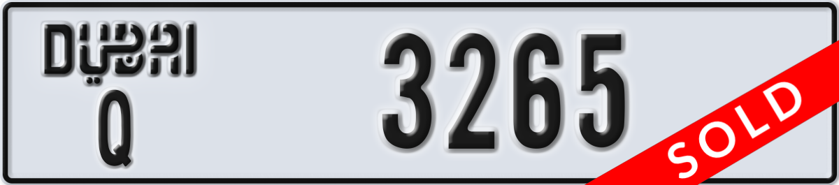 dubai License Plate Number 3265 Code Q