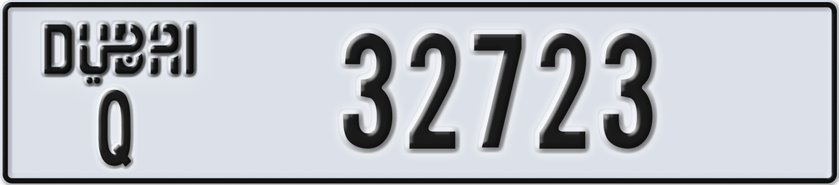 dubai License Plate Number 32723 Code Q