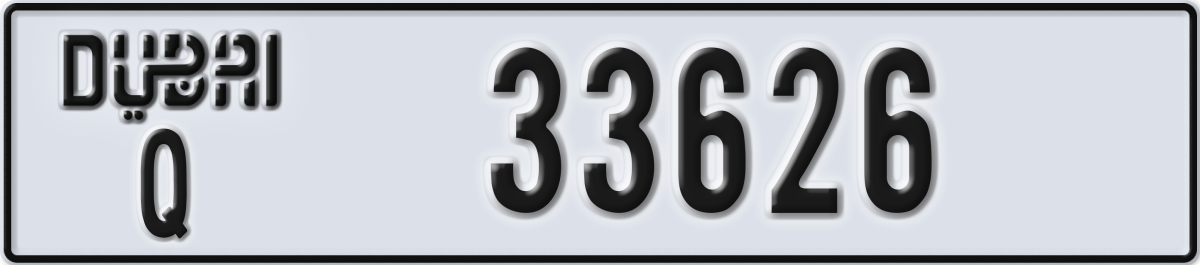 dubai License Plate Number 33626 Code Q