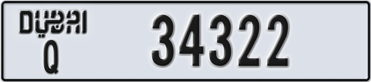 dubai License Plate Number 34322 Code Q