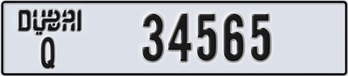 dubai License Plate Number 34565 Code Q