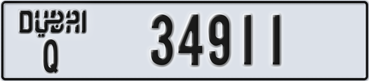 dubai License Plate Number 34911 Code Q