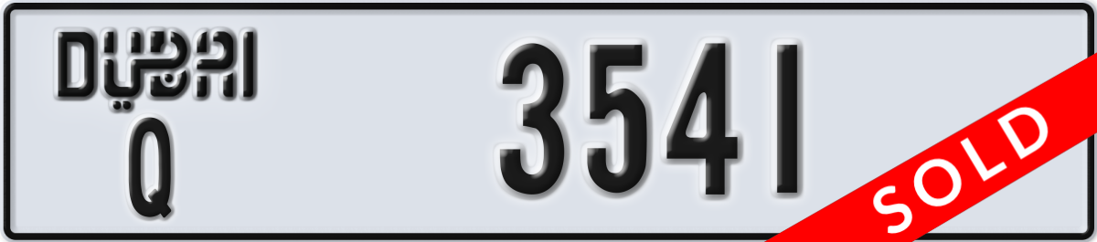 dubai License Plate Number 3541 Code Q