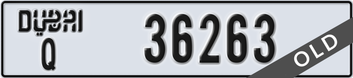 dubai License Plate Number 36263 Code Q