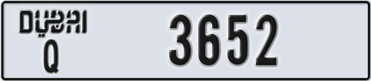 dubai License Plate Number 3652 Code Q