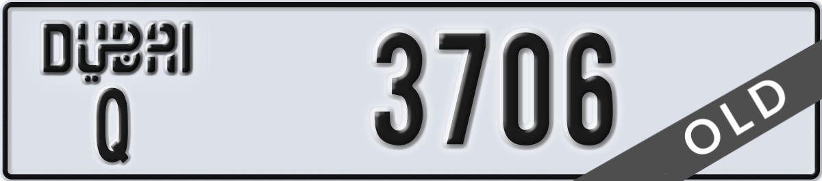 dubai License Plate Number 3706 Code Q