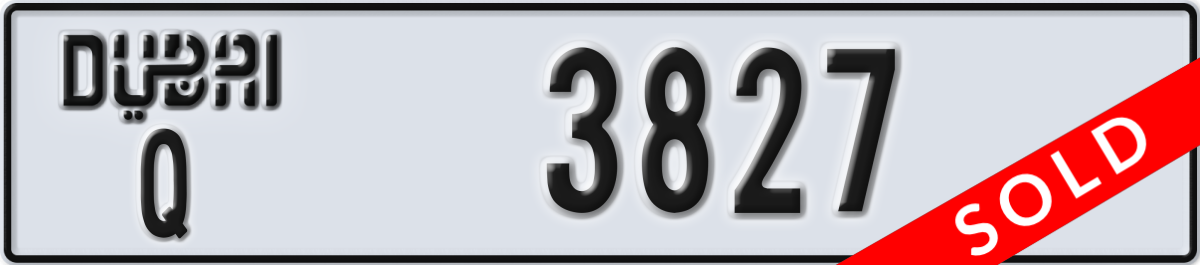 dubai License Plate Number 3827 Code Q