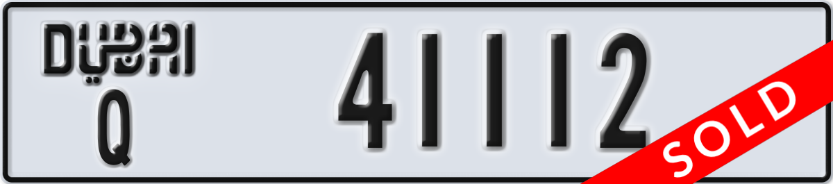 dubai License Plate Number 41112 Code Q
