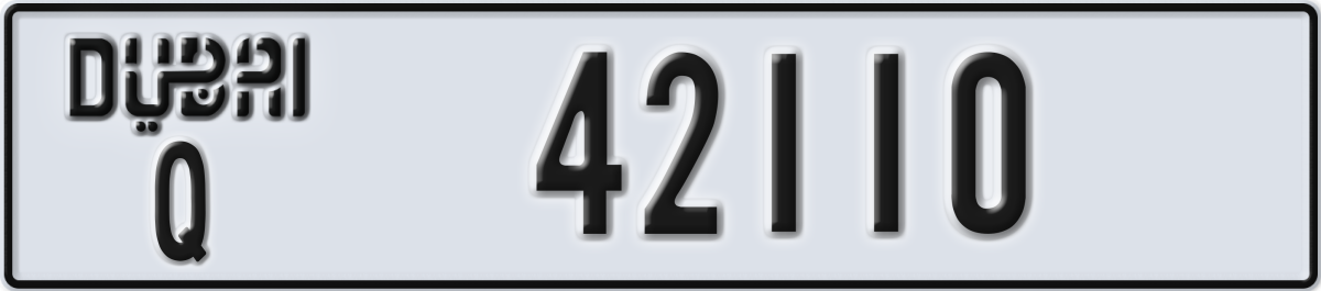 dubai License Plate Number 42110 Code Q