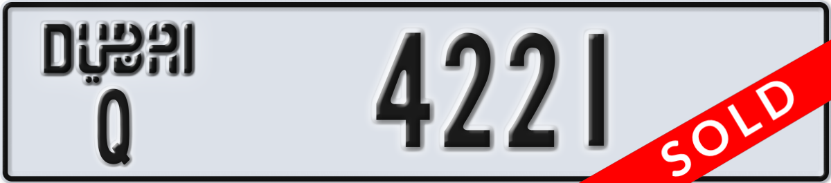 dubai License Plate Number 4221 Code Q