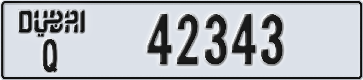 dubai License Plate Number 42343 Code Q