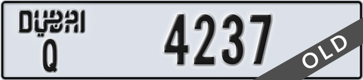 dubai License Plate Number 4237 Code Q