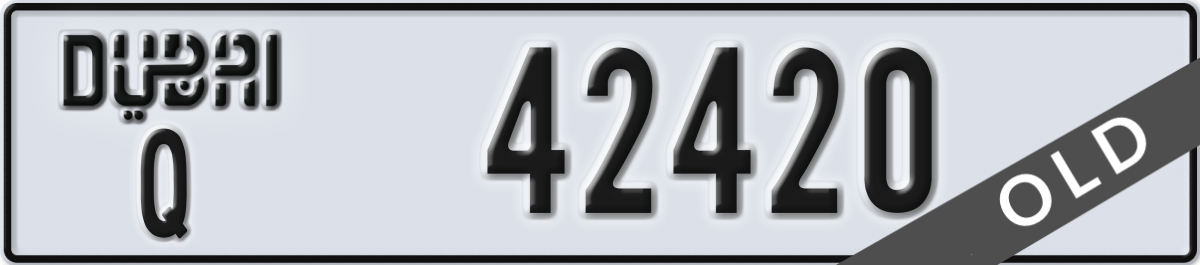 dubai License Plate Number 42420 Code Q