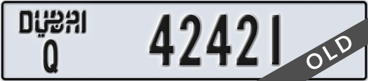 dubai License Plate Number 42421 Code Q