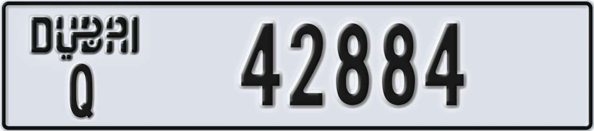dubai License Plate Number 42884 Code Q