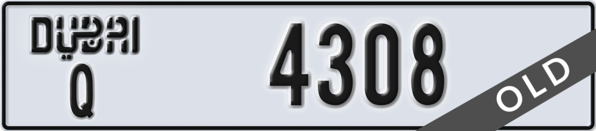 dubai License Plate Number 4308 Code Q