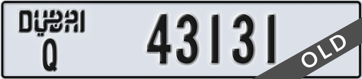 dubai License Plate Number 43131 Code Q