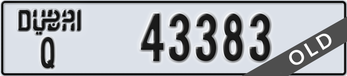 dubai License Plate Number 43383 Code Q